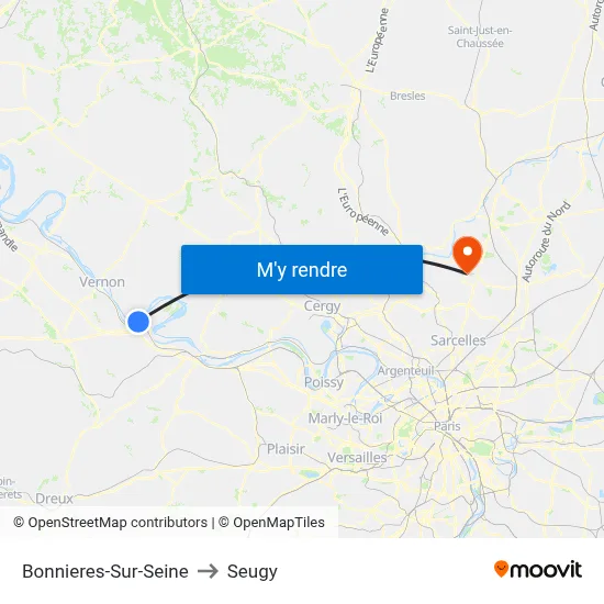 Bonnieres-Sur-Seine to Seugy map
