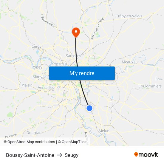 Boussy-Saint-Antoine to Seugy map