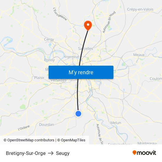 Bretigny-Sur-Orge to Seugy map