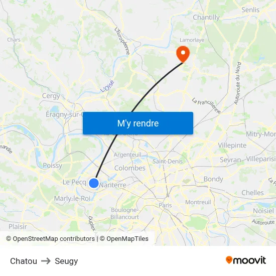 Chatou to Seugy map