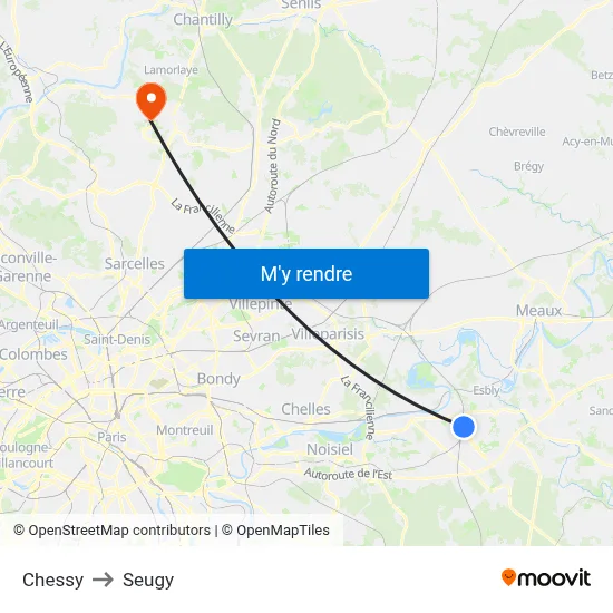 Chessy to Seugy map