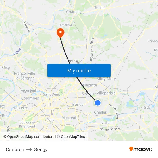 Coubron to Seugy map