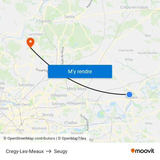 Cregy-Les-Meaux to Seugy map