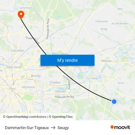 Dammartin-Sur-Tigeaux to Seugy map