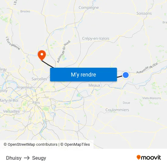 Dhuisy to Seugy map