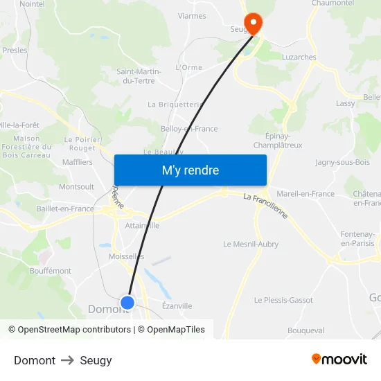 Domont to Seugy map