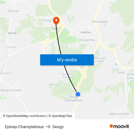 Epinay-Champlatreux to Seugy map