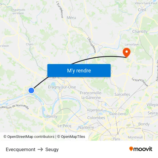 Evecquemont to Seugy map