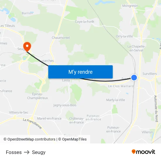 Fosses to Seugy map