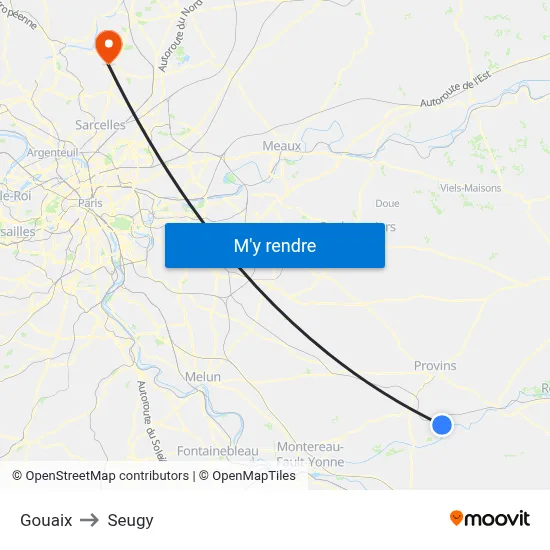 Gouaix to Seugy map