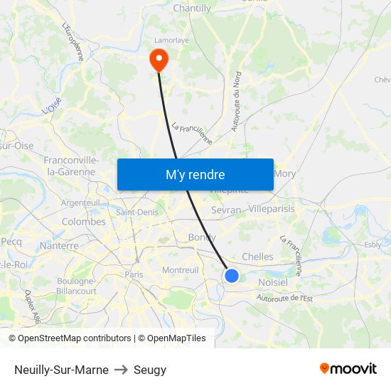 Neuilly-Sur-Marne to Seugy map