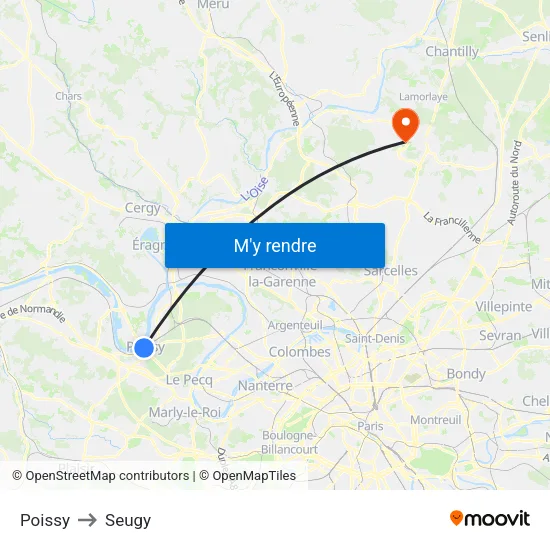 Poissy to Seugy map