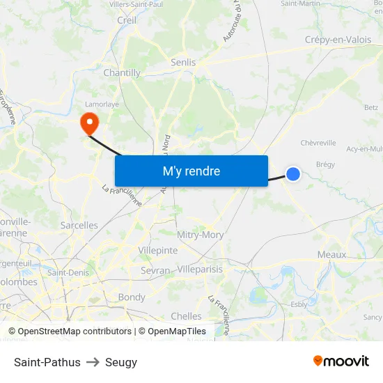 Saint-Pathus to Seugy map