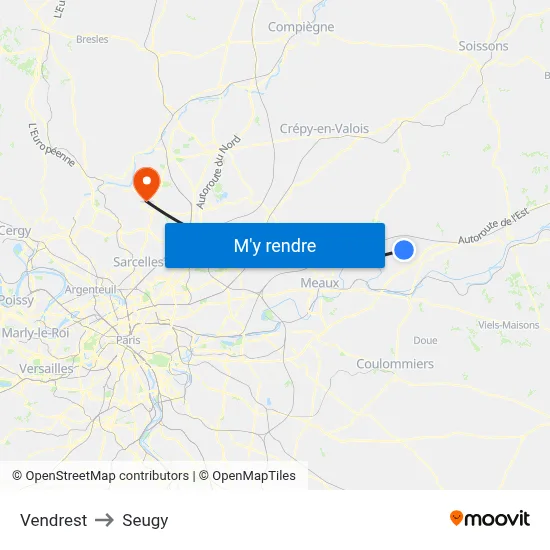 Vendrest to Seugy map