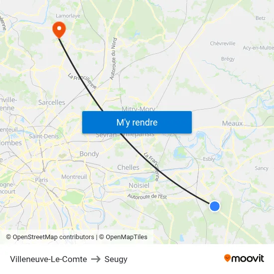 Villeneuve-Le-Comte to Seugy map