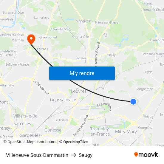Villeneuve-Sous-Dammartin to Seugy map