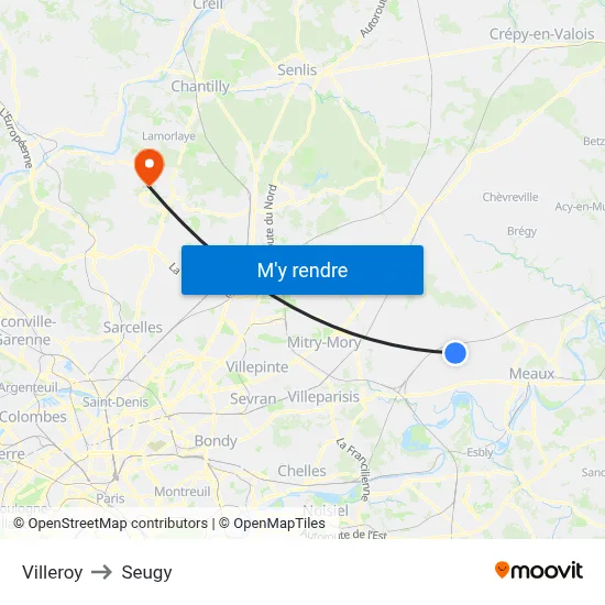 Villeroy to Seugy map