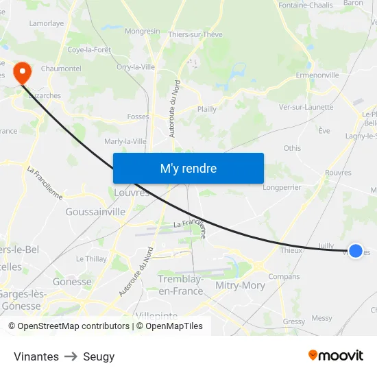 Vinantes to Seugy map