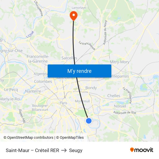 Saint-Maur – Créteil RER to Seugy map
