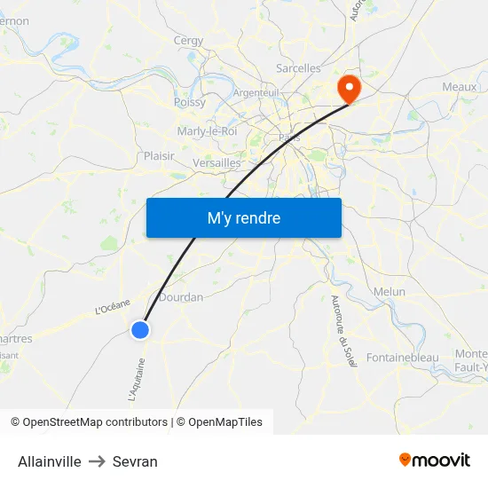 Allainville to Sevran map