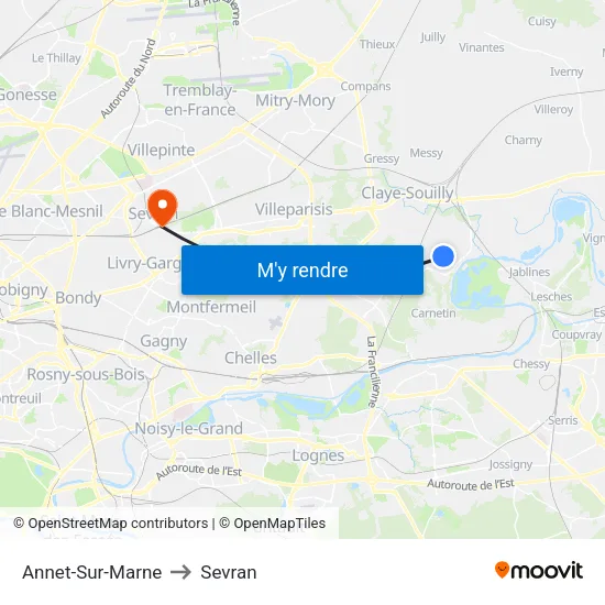 Annet-Sur-Marne to Sevran map