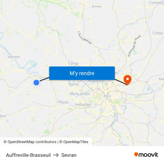 Auffreville-Brasseuil to Sevran map