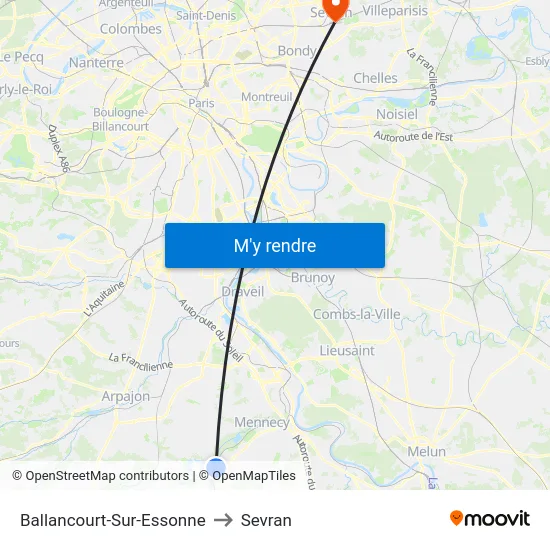 Ballancourt-Sur-Essonne to Sevran map