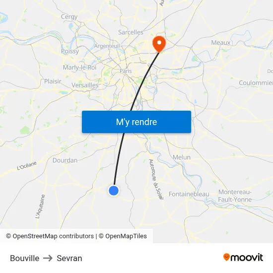 Bouville to Sevran map