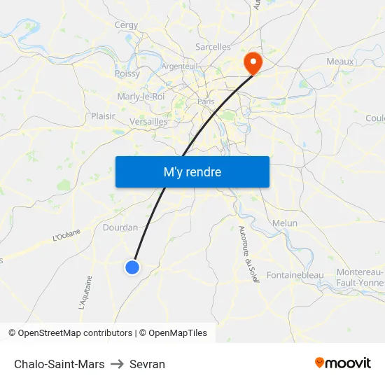 Chalo-Saint-Mars to Sevran map