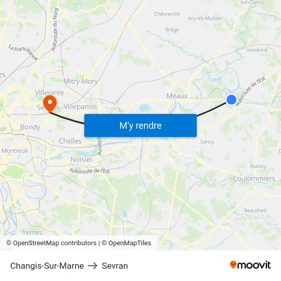 Changis-Sur-Marne to Sevran map