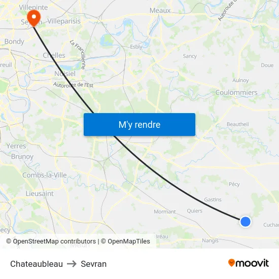 Chateaubleau to Sevran map