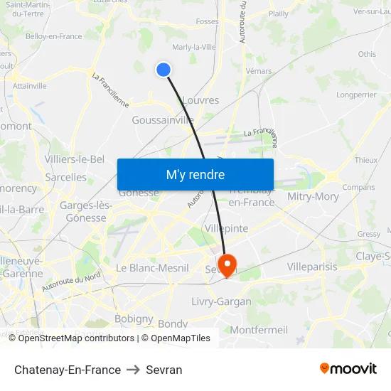 Chatenay-En-France to Sevran map