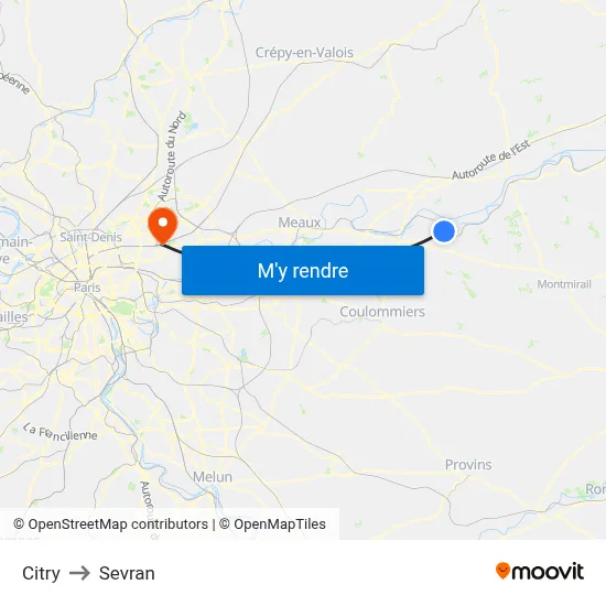Citry to Sevran map