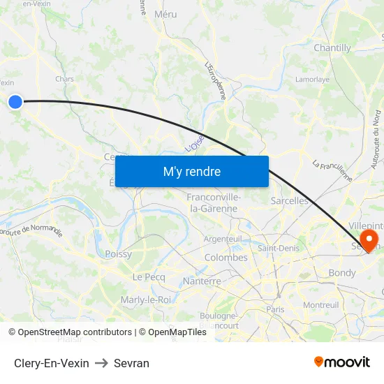 Clery-En-Vexin to Sevran map