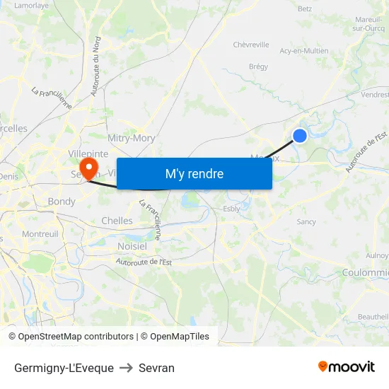 Germigny-L'Eveque to Sevran map