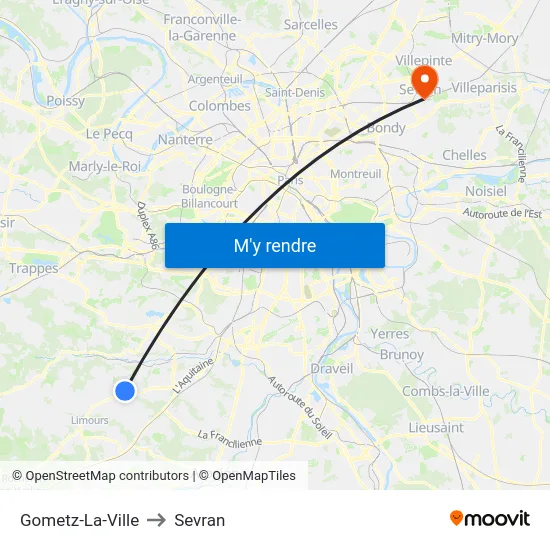 Gometz-La-Ville to Sevran map
