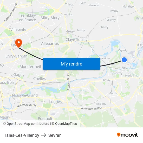 Isles-Les-Villenoy to Sevran map