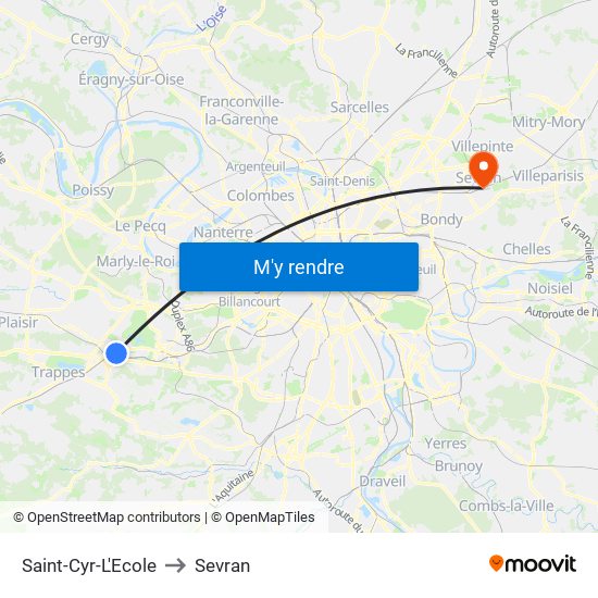 Saint-Cyr-L'Ecole to Sevran map