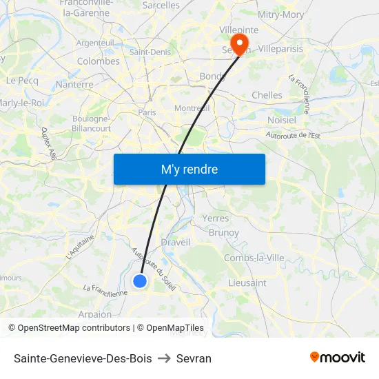 Sainte-Genevieve-Des-Bois to Sevran map