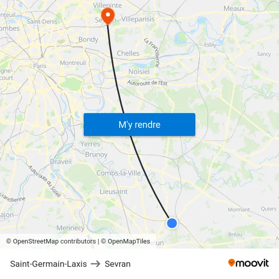Saint-Germain-Laxis to Sevran map