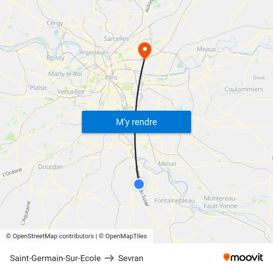 Saint-Germain-Sur-Ecole to Sevran map