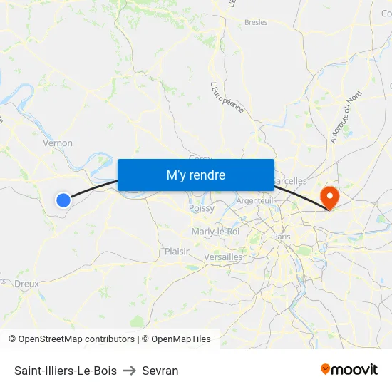 Saint-Illiers-Le-Bois to Sevran map
