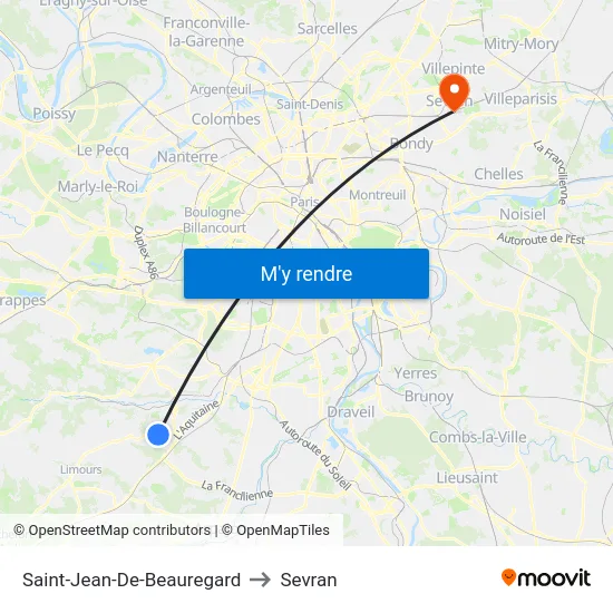 Saint-Jean-De-Beauregard to Sevran map