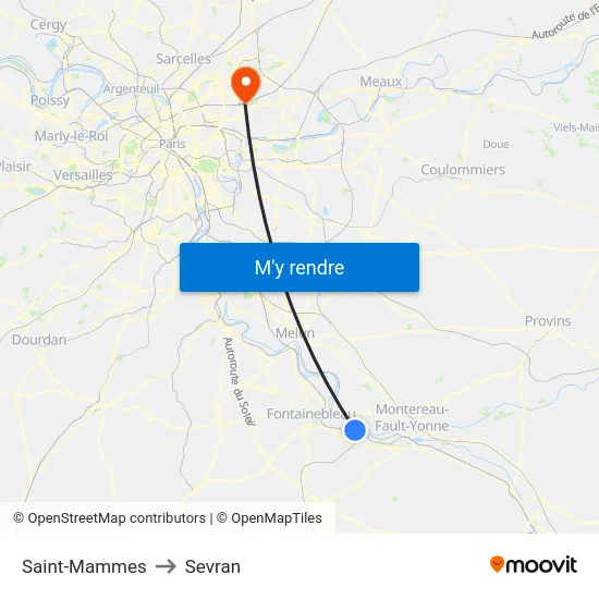 Saint-Mammes to Sevran map