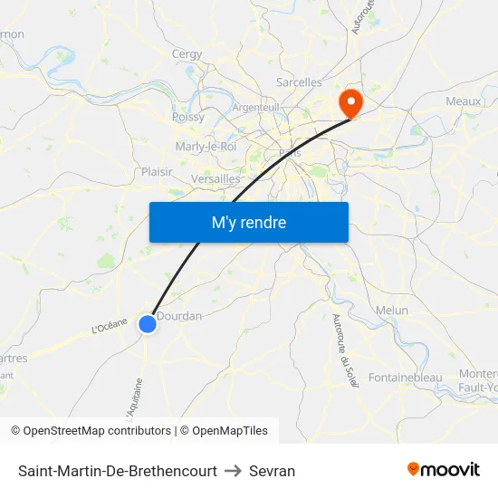 Saint-Martin-De-Brethencourt to Sevran map