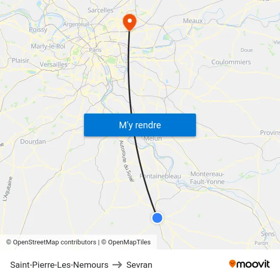 Saint-Pierre-Les-Nemours to Sevran map