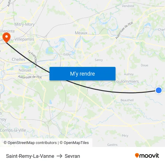 Saint-Remy-La-Vanne to Sevran map