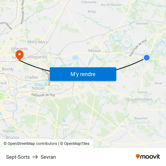Sept-Sorts to Sevran map