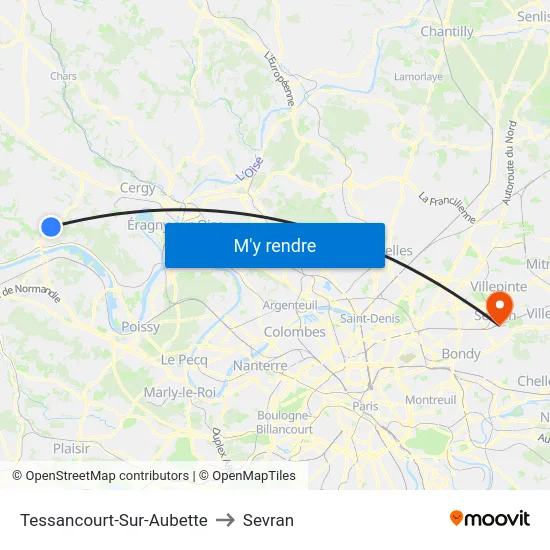 Tessancourt-Sur-Aubette to Sevran map