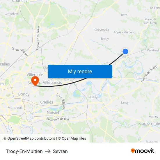 Trocy-En-Multien to Sevran map